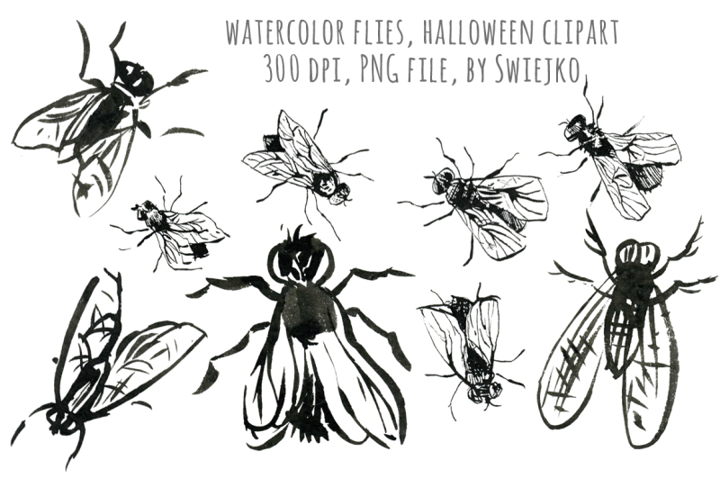 halloween-clipartset-flies