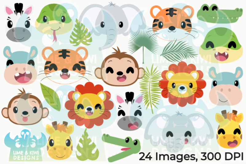 jungle-animal-faces-clipart-lime-and-kiwi-designs