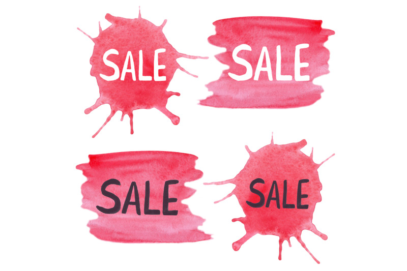 sale-label-on-watercolor-stains