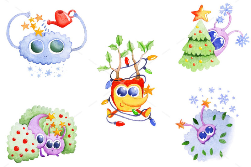 watercolor-christmas-clipart-5-hand-painted-items
