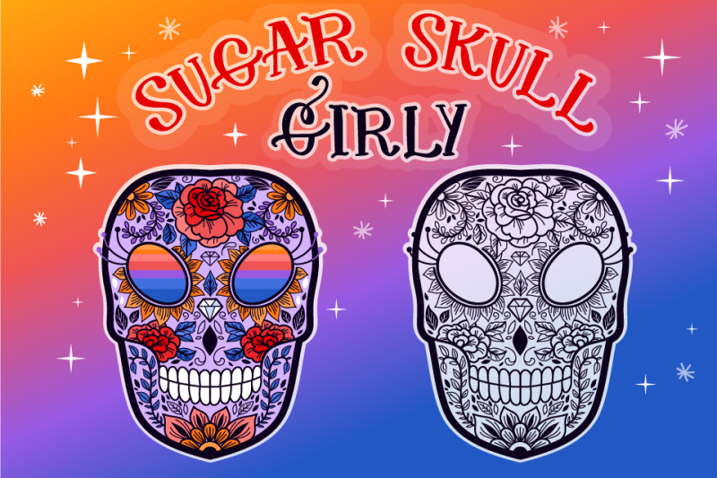Download Sugar Skull Girly SVG Cut File By Tatiana Cociorva Designs ...