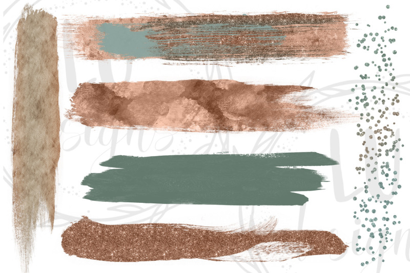 green-and-copper-brush-strokes-confetti-foil-glitter-textures