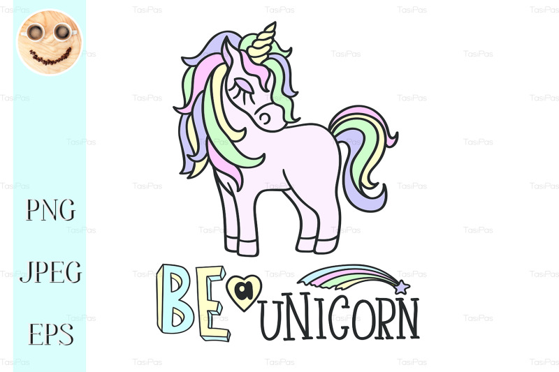 pink-unicorn-and-be-a-unicorn-lettering-on-the-white-background