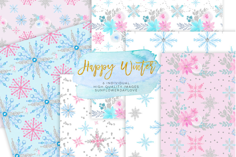 winter-digital-paper-winter-paper-pad-glitter-pattern