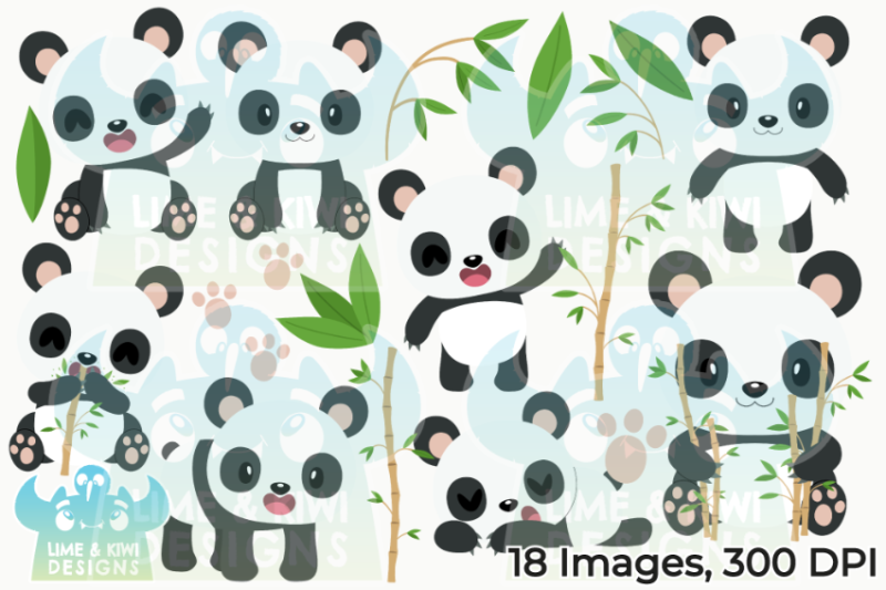 pandas-clipart-lime-and-kiwi-designs