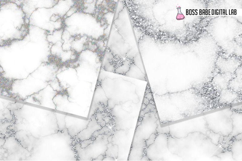 silver-and-glam-marble-digital-papers