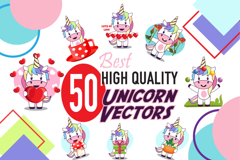 50x-unicorn-character-vector-pack