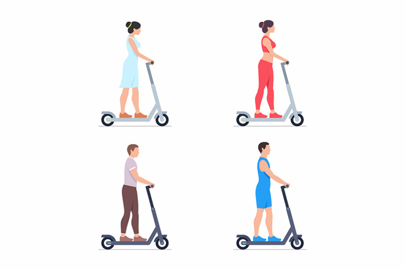 man-and-woman-electric-scooters