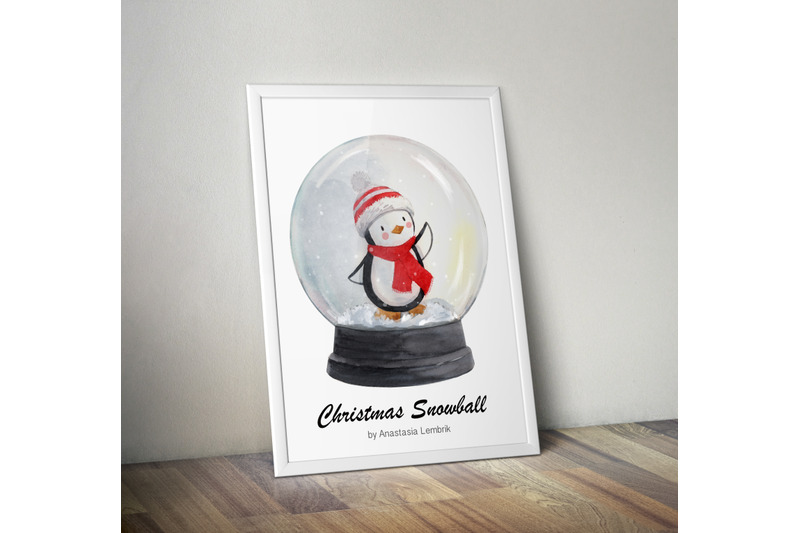 christmas-snow-globe-with-cute-penguin-watercolor-isolated-print-png