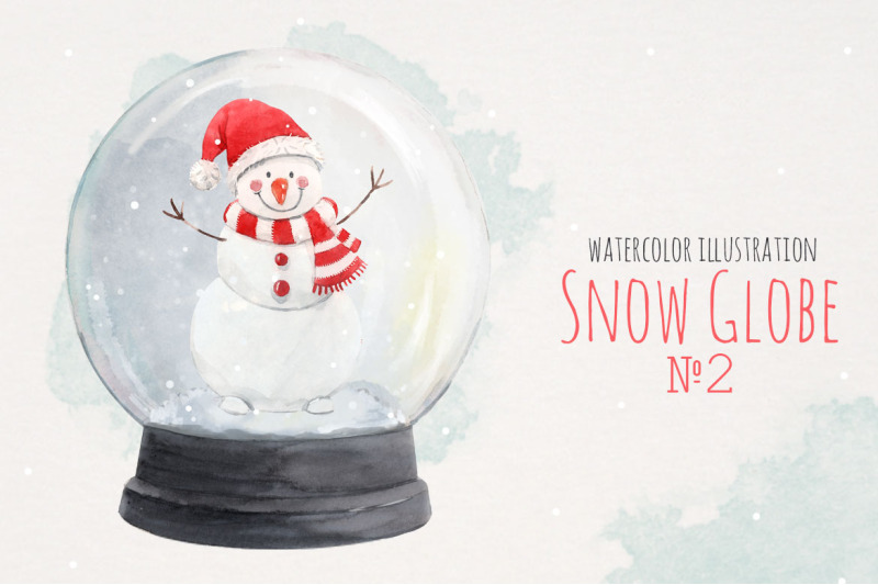 christmas-snow-globe-with-cute-snowman-watercolor-isolated-print-png