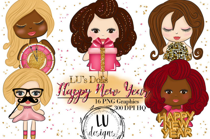 new-year-clipart-new-year-fashion-dolls-party-cute-clipart