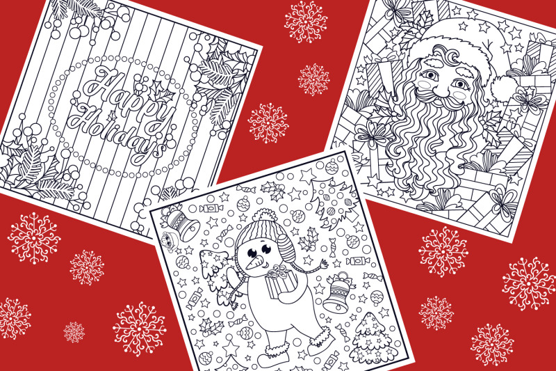 Christmas Coloring Pages- 9 vector items By Tatiana Cociorva Designs