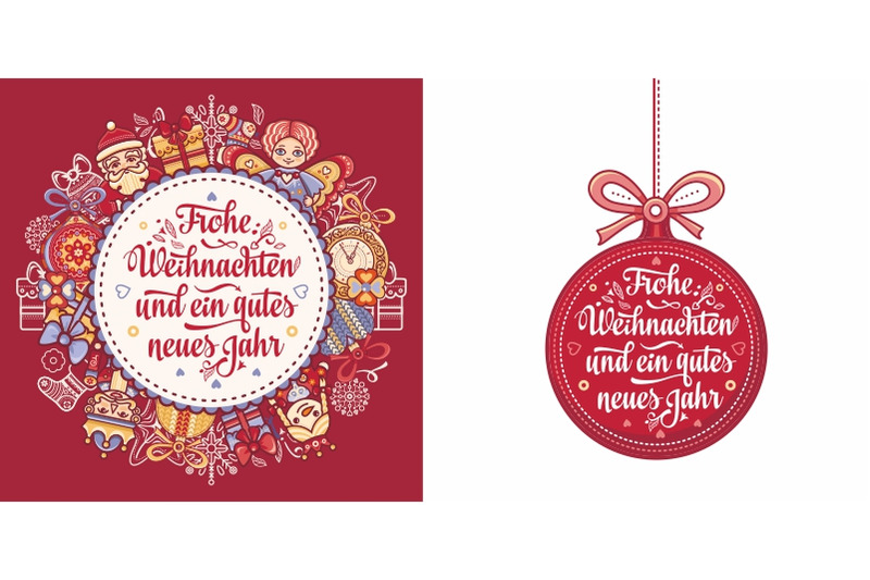 Frohe Weihnachten. Congratulations in German language. Christmas By