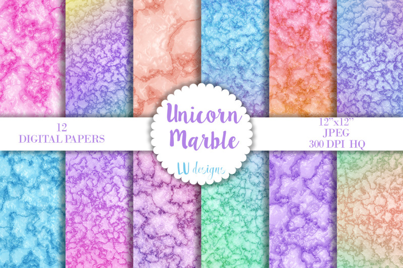 unicorn-marble-digital-papers-unicorn-rainbow-scrapbook-backgrounds