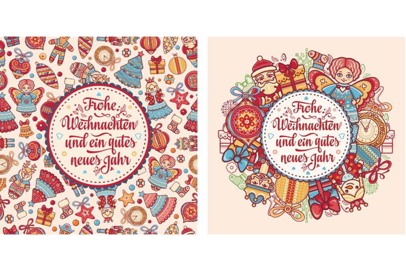 Frohe Weihnachten. Congratulations in German language. Christmas By