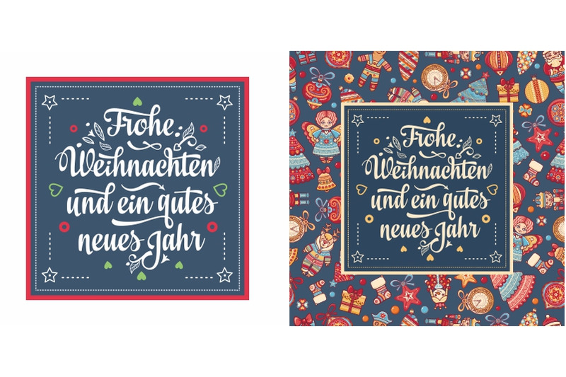 Frohe Weihnachten. Congratulations in German language. Christmas By