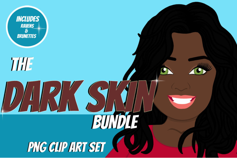 dark-skin-woman-clip-art-bundle-character-avatar-graphic