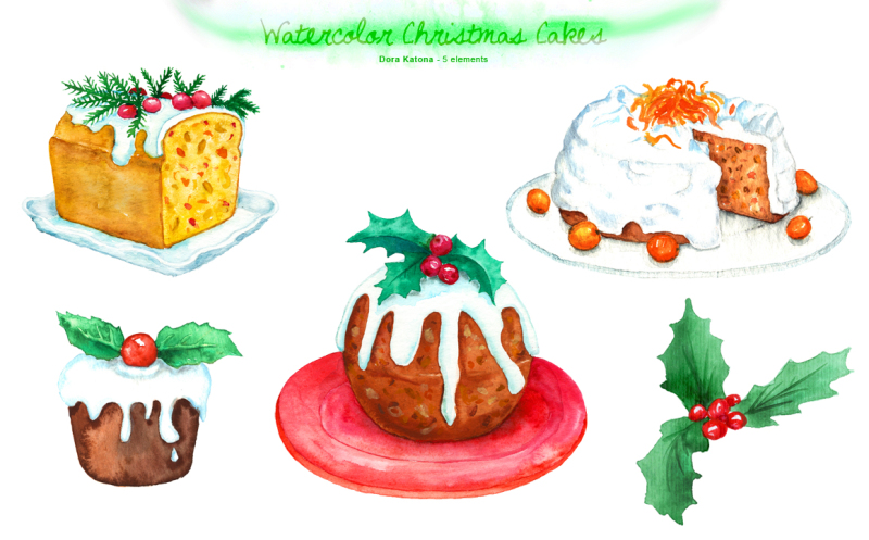 watercolor-christmas-cakes