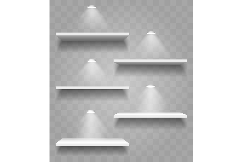 realistic-shelves-with-shadows-and-spot-lights-set-vector-illustratio