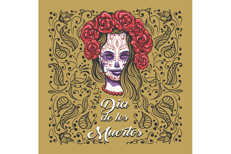 day-of-the-dead-emblem-woman-with-sugar-skull-makeup-on-a-floral-back