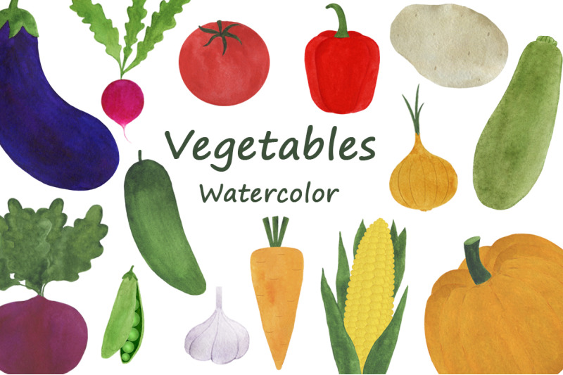watercolor-vegetables-collection