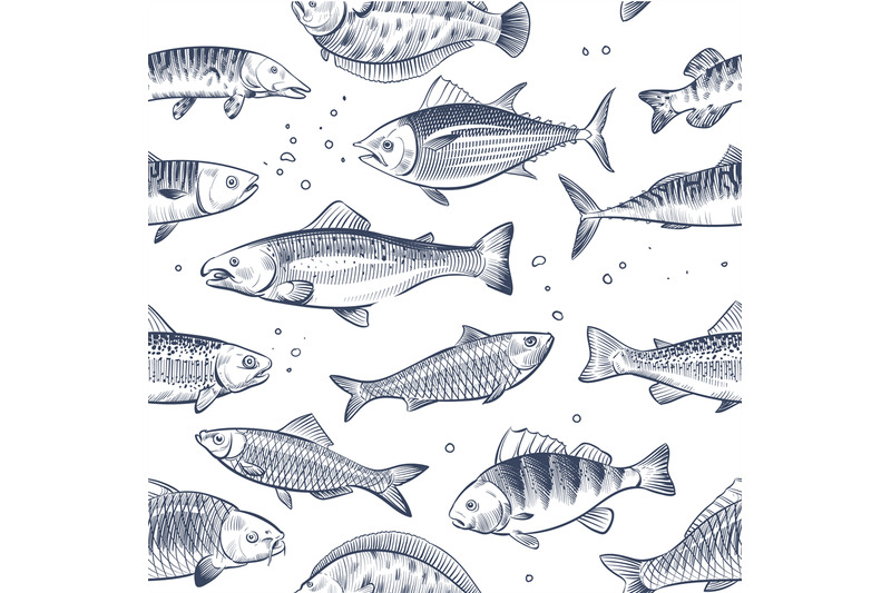 sketch-fishes-seamless-pattern-etched-ocean-fish-wrapper-vector-vinta