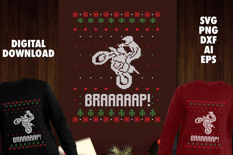 brap-motocross-transparent-png-for-christmas-ugly-sweater-design