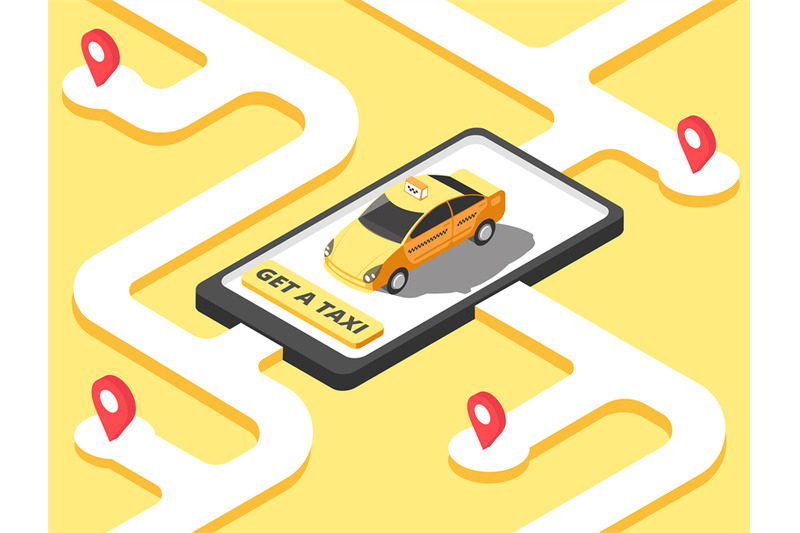 taxi-concept-isometric-yellow-car-cab-riding-for-client-on-map-taxi