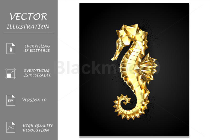 gold-polygonal-seahorse