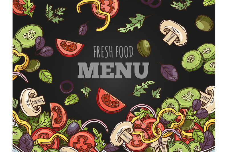 fresh-food-menu-cover-vector-template-hand-sketched-vegan-salad-on-ch