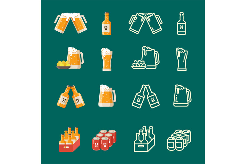 serving-beer-modern-flat-and-line-vector-icons