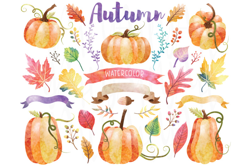 autumn-watercolor-pumpkin-set