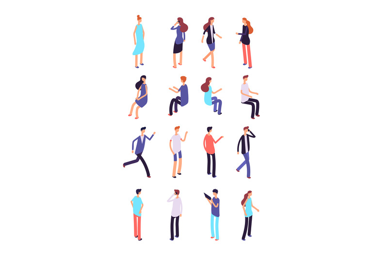 isometric-people-cartoon-sitting-and-standing-persons-3d-men-and-wom