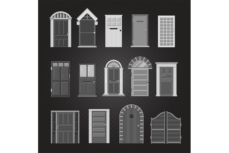 grey-front-house-doors-isolated-on-transparent-background