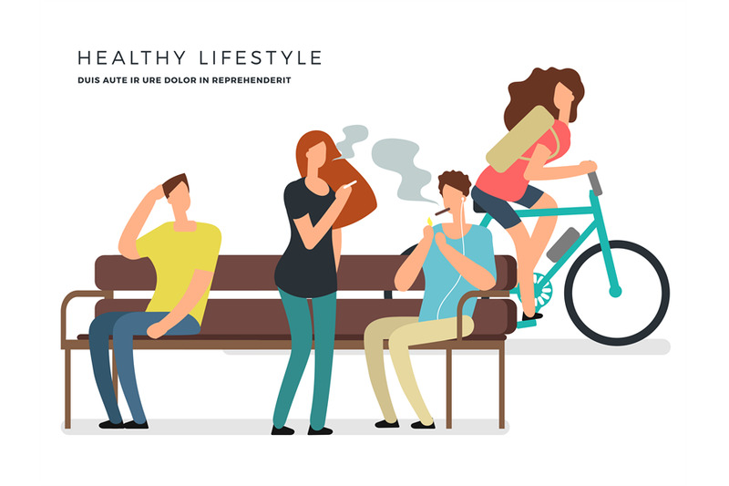 healthy-lifestyle-vector-poster-design-with-smoking-and-non-smoking-gi