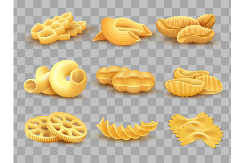 vector-realistic-food-cooking-pasta-types-isolated