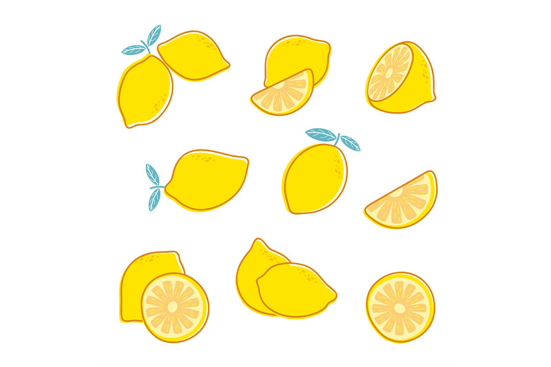 cut-lemon-fresh-citrus-fruit-lemon-slice-and-leaves-vector-collecti