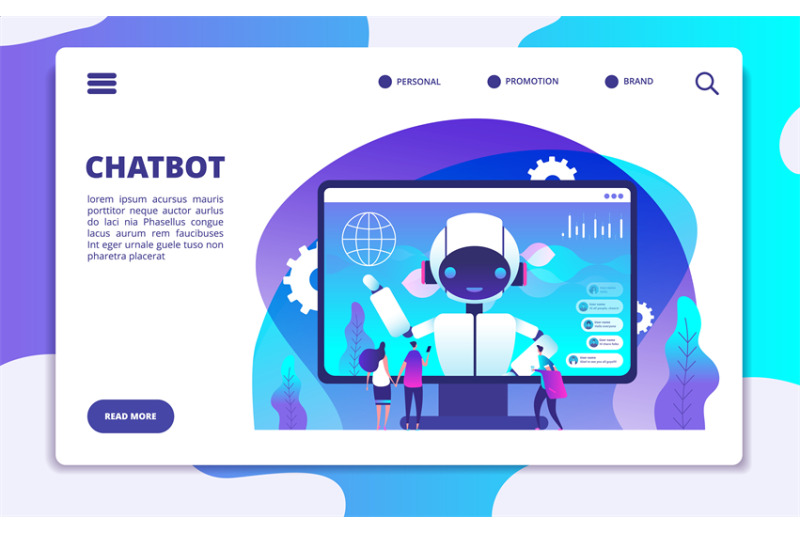 chatbot-landing-page-ai-robot-chatting-with-woman-and-man-artificial