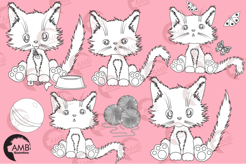 cutey-cat-digital-stamps-bows-butterflies-goldfish-stamps-amb-2655