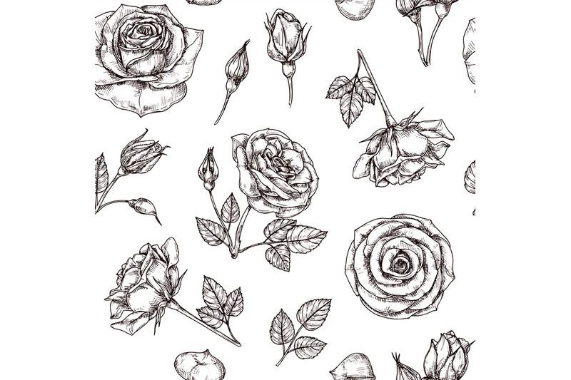 roses-seamless-pattern-hand-drawn-rose-floral-textere-flower-fabric