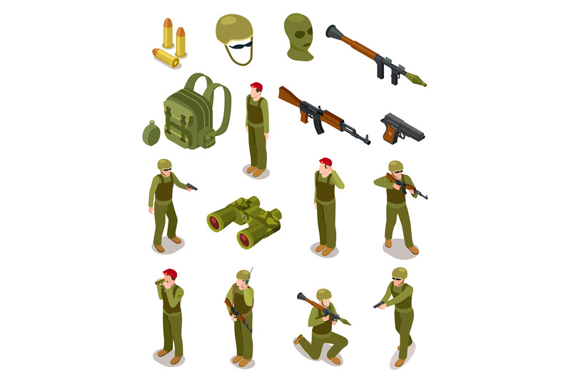 isometric-soldiers-military-special-forces-warriors-in-army-uniform