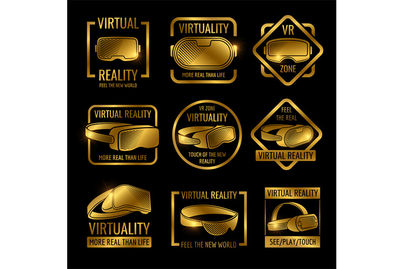 golden-virtual-reality-glasses-and-helmets-label-design