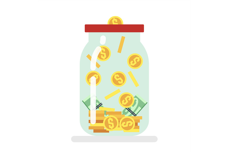 saving-money-glass-jar-flat-vector-illustration
