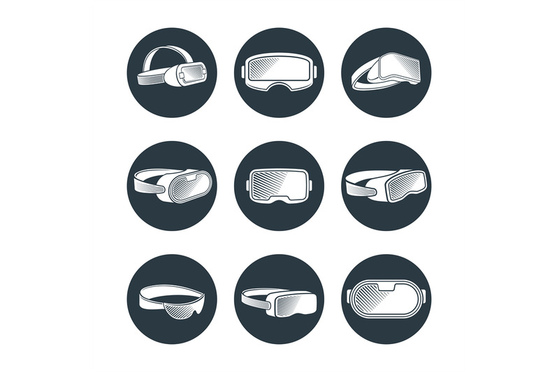 virtual-reality-glasses-and-helmets-vector-icons-set