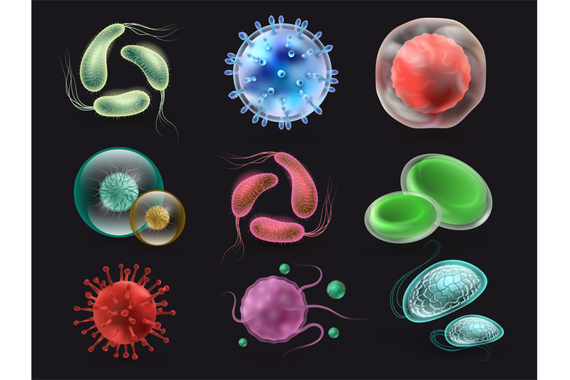 bacteries-and-viruses-vector-set-microbiology-elements-isolated-on-bl