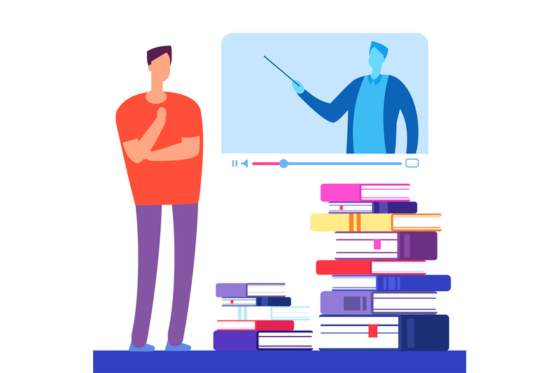 self-education-with-books-and-online-courses-vector-concept