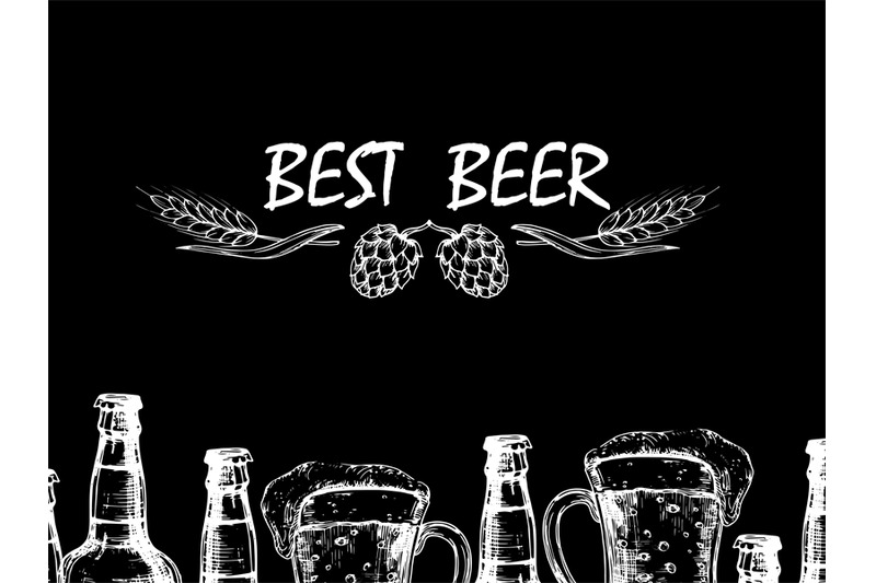 vector-retro-background-with-doodle-beer-bottles-and-glasses
