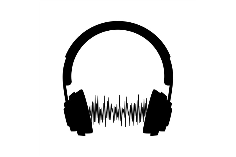 vector-silhouette-of-headphone-with-sound-wave-isolated-on-white-backg