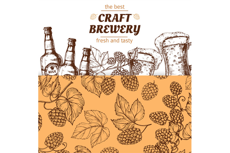 craft-brewery-banner-template-with-hand-drawn-hops-and-beer