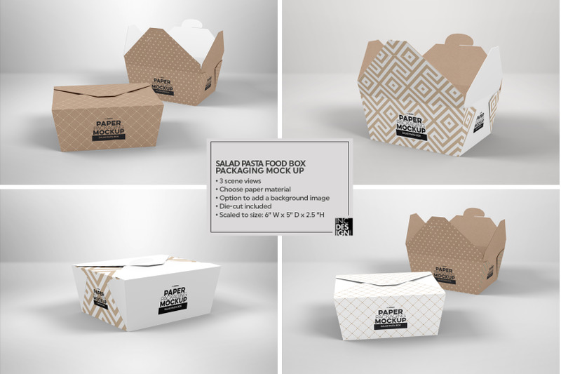 Salad/Pasta Box Packaging Mock Up By INC Design Studio | TheHungryJPEG.com